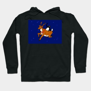 Penguin flying with reindeer Hoodie